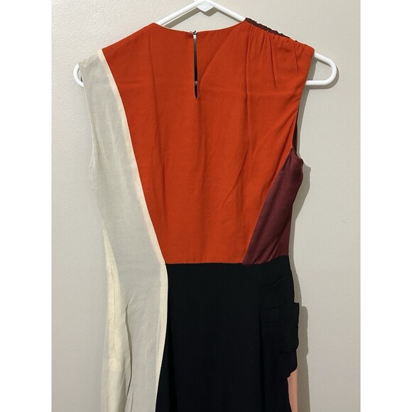 Dries Van‎ Noten 100% Silk Midi Sleeveless Dress Size 6 Lena Dunham Colorblock - Picture 7 of 14